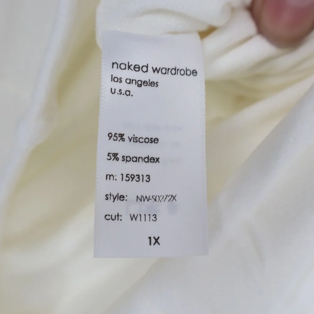 Naked Wardrobe Cream White Bodycon Midi Pencil Skirt Plus Size 1X